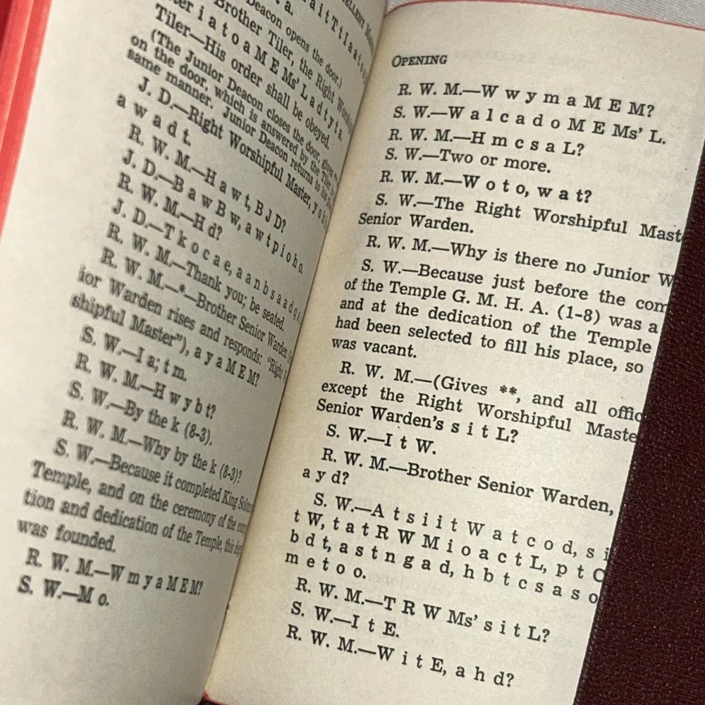 Personal Free Mason Masonic Ritual Book Secret‎ Burgundy Tennessee 1958
